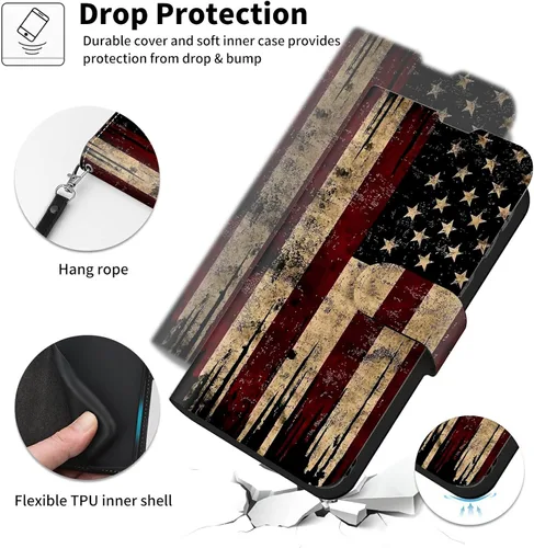 Vista 6 de Funda para Motorola Edge 2022 con protector de pantalla, soporte y tarjetero y correa para la muñeca, funda magnética para Moto Edge 2022 5G UW