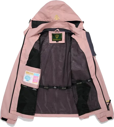 Vista 6 de GIISAM Chaqueta impermeable para mujer, ligera, resistente al viento, con cremallera completa, rompevientos con capucha