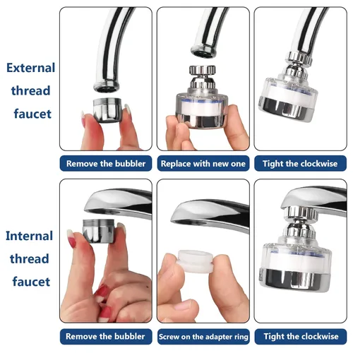 Vista 7 de 14 piezas Juego de filtros de agua para fregadero con elementos de filtro, Juego universal de filtro para grifo de fregadero giratorio 360°, Filtro