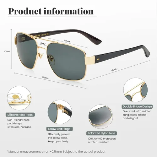 Vista 4 de veda Tinda Gafas de sol polarizadas deportivas de aviador para hombres y mujeres cuadradas modernas retro para conducir pesca 100 bloqueo UV400