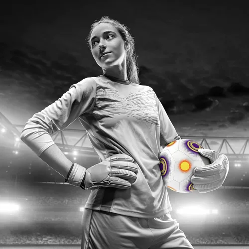 Vista 6 de Millenti Balón de fútbol de entrenamiento de equipo, tamaño 5, color blanco y morado, diseño de alta visibilidad y fácil de seguir