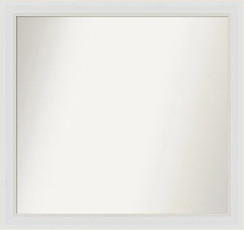Vista 230 de Amanti Art Espejo de baño blanco para sobre el fregadero, 24 x 26 pulgadas, espejo rectangular blanco y blanco, marco de madera contemporáneo