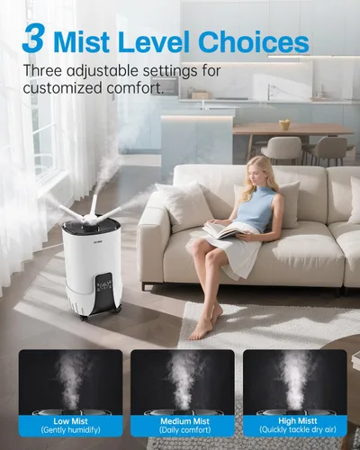Vista 5 de Humidificador para habitación grande de 16 L/4.2 galones - Humidificador AILINKE para toda la casa para el hogar, 2000 pies cuadrados con 3