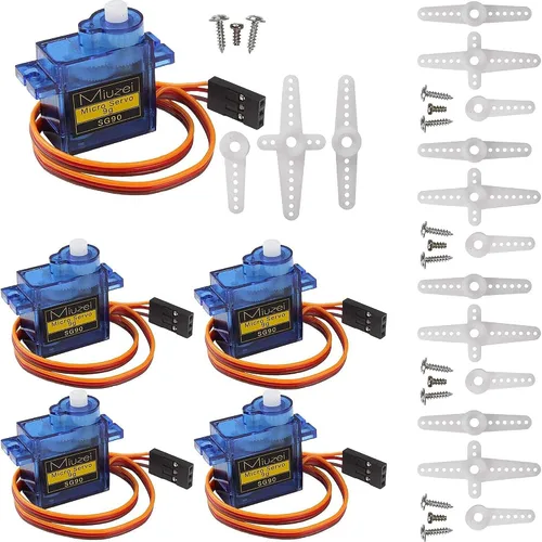Vista 9 de Miuzei Sg90 0.32 oz Micro Servo Motor para Arduino RC Coche Robot Barco Avión 3 Unids