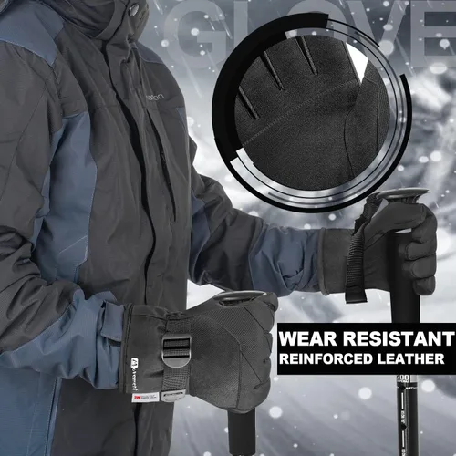 Vista 3 de ALISXM Guantes de invierno para esquí y nieve, guantes de snowboard cálidos de invierno para pantalla táctil 3M para hombres y mujeres para correr