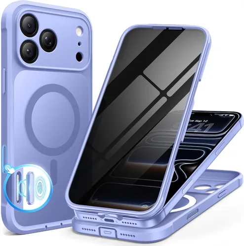Vista 32 de BERFY Funda para iPhone 12 Pro Max, compatible con MagSafe, protector de pantalla de privacidad integrado y protección de cámara, antiespía
