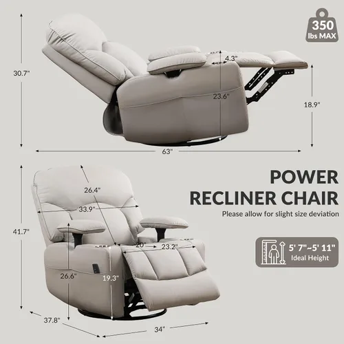 Vista 2 de Mecedora para guardería reclinable eléctrico con reposabrazos de Gris