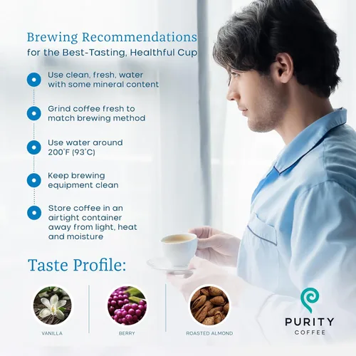 Vista 5 de Purity Coffee BALANCE 2/3 Café Descafeinado de Tueste Medio Paquetes de Una Sola Porción (Sobres de 5 unidades) – Descafeinado Procesado con Agua