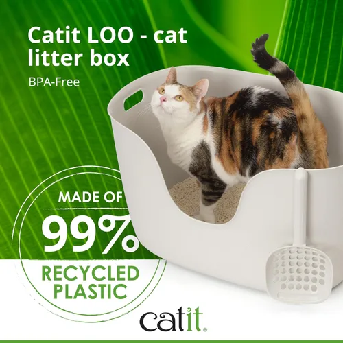 Vista 3 de Catit Caja de arena Loo, color blanco, con cuchara