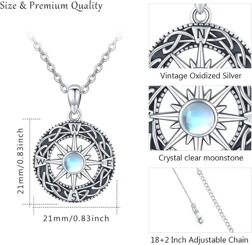 Vista 4 de TUGHRA S925 Sterling Silver Pendant Necklaces for Women Moonstone Necklaces Dainty Moonstone Necklace Jewelry Gifts for Her Women Teen Girls