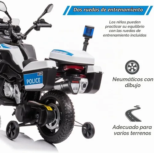 Vista 5 de Motocicleta de policía para niños de 12 V, motocicleta con licencia