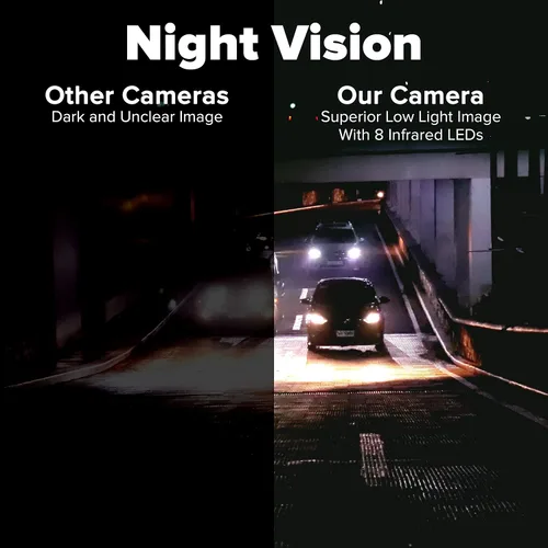 Vista 6 de Master Tailgaters Marco de matrícula pequeño de respaldo o cámara frontal 8 LED IR visión nocturna IP68 impermeable Cámara gran angular