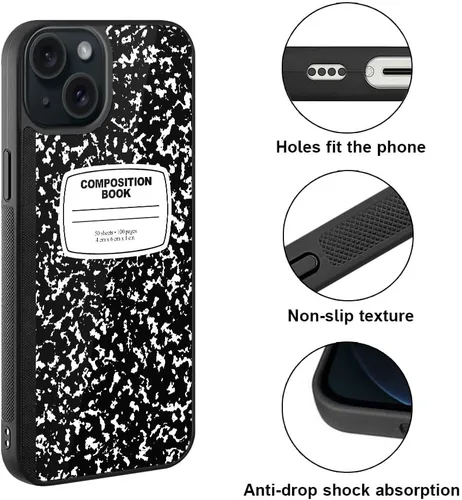 Vista 2 de FINCIBO Funda protectora de goma suave antiarañazos, a prueba de golpes, compatible con Apple iPhone 15 de 6.1 pulgadas 2023, libro de composición