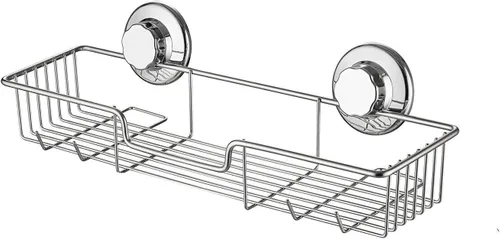 Vista 5 de SANNO Estante de pared de baño con ventosa, cesta de baño profunda, ganchos de succión dobles
