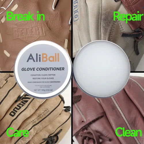 Vista 5 de AliBall Crema acondicionador de guantes de béisbol, suaviza y conserva el cuero, guante rígido renovado, utilizado para guantes de béisbol, guantes