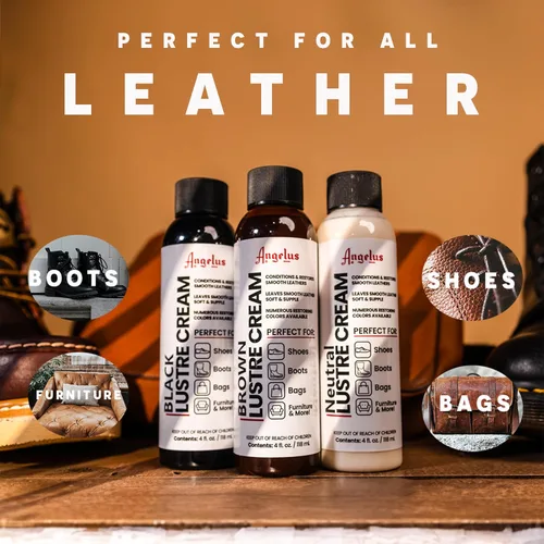 Vista 2 de Angelus Bálsamo de cuero crema para zapatos de 4 oz - Acondiciona y restaura botas de cuero, muebles, chaquetas, zapatos, bolsos y más, Neutro