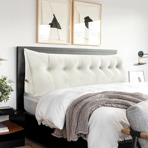 Vista 19 de Almohada de cabecero – Almohada de cama grande 3 en 1 como almohada de lectura de cuña, almohada grande para sofá cama o respaldo de apoyo, almohada
