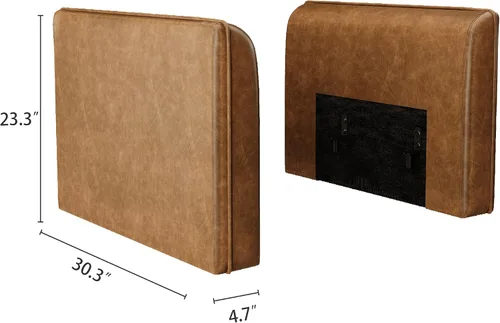Vista 2 de LLappuil Sofá modular seccional par de módulo de reposabrazos lateral para personalizar el sofá, cuero sintético marrón moderno