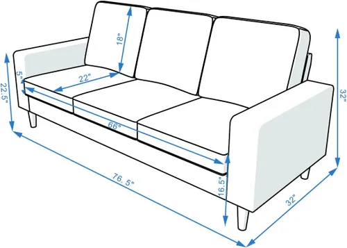 Vista 2 de Panana Sofá sofá tapizado de 3 asientos, sofá de tela de lino para espacio pequeño, sala de estar, apartamento, gris