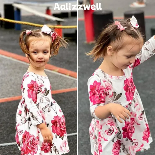 Vista 2 de Aalizzwell Traje de túnica floral para niñas pequeñas para otoño e invierno