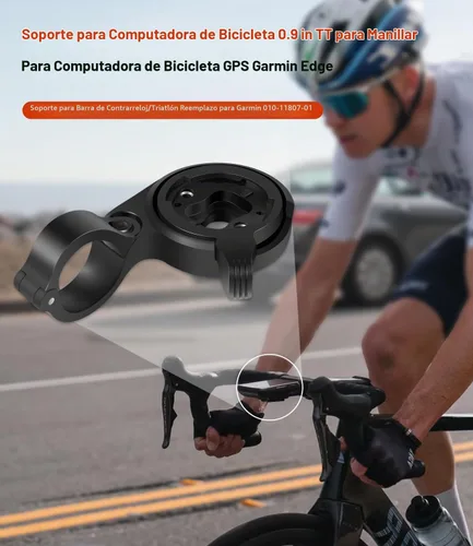 Vista 2 de Bicicleta 0.874 in TT Manillar Soporte de computadora para Garmin Edge GPS Bike Computer, contrarreloj/Tri Bar Mount Reemplazo para Garmin