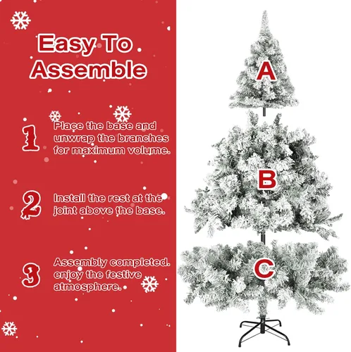 Vista 3 de Incbruce Árbol de Navidad artificial de 7 pies, árbol de Navidad con 1,000 puntas de rama, árbol de Navidad flocado con base estable de metal