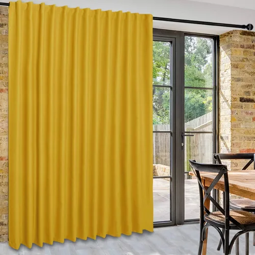 Vista 9 de DWCN Cortina opaca divisora de privacidad para puerta corrediza de patio, cortinas térmicas extra anchas con pestaña trasera y bolsillo para barra