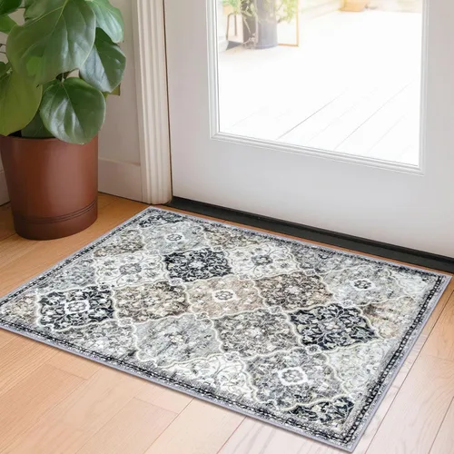 Vista 83 de KILOCOCO Alfombra marroquí pequeña, de 2 x 3 pies, color negro/dorado, súper suave, lavable, para interiores, vintage, lavable, antideslizante
