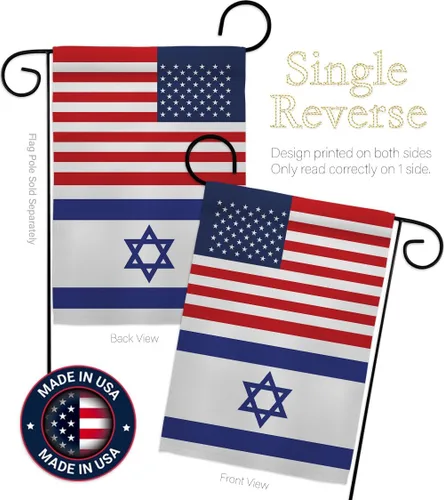 Vista 3 de Bandera israelí estadounidense de bandera de Israel, 2 piezas de pancartas de pared para habitación, patio, césped, jardín, tapiz interior al aire