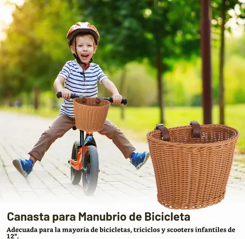 Vista 2 de Cesta de bicicleta para niños, cesta colgante de bicicleta con cinturones de poliuretano ajustables, resistente a la intemperie, cesta