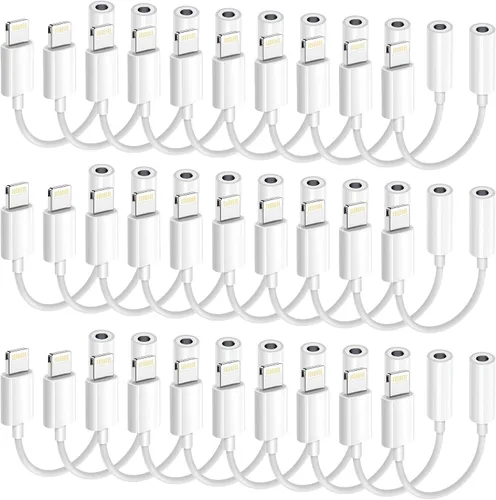 Vista 23 de Paquete de 1 adaptador Lightning a conector de auriculares de 0.138 in con certificación MFi de Apple para iPhone, adaptador auxiliar para iPhone