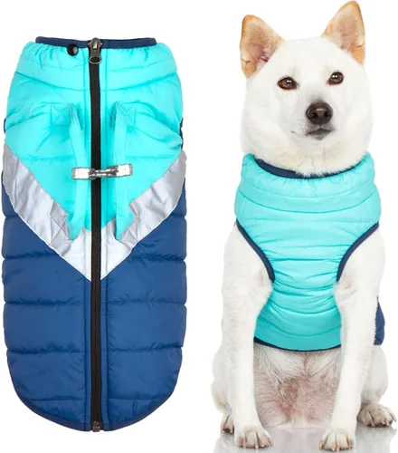 Vista 6 de Gooby - Chaqueta de perro montañero, color jade, XS - Abrigo cálido con cremallera, asa de elevación y doble anillo en O para correa, resistente al