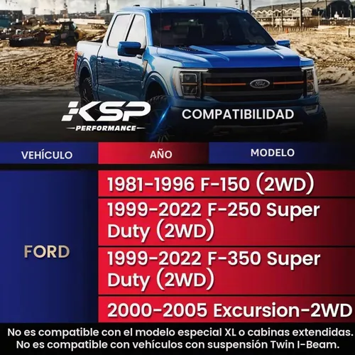 Vista 2 de KSP 2" Kits de elevación para F250 F350 1999-2022, espaciador de elevación frontal de 2 pulgadas con extensores de perno de 3/4" compatibles