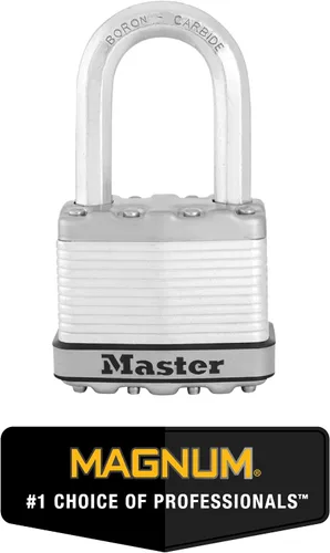 Vista 2 de Master Lock M5XDLF Magnum - Candado resistente con llave, 1 unidad, color plateado