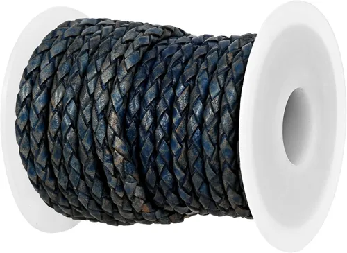 Vista 12 de GENIQUE Cordón de Cuero Trenzado Redondo Genuino, Cuerda de Cuero para Manualidades, Hacer Joyería, Collares, Pulseras (5 Metros)