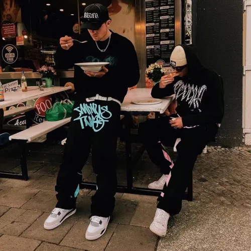Vista 5 de Pantalones cargo para mujer, Y2K, cintura alta, holgados, pantalones de mezclilla, hip hop, rock, menos, dos pantalones deportivos sueltos