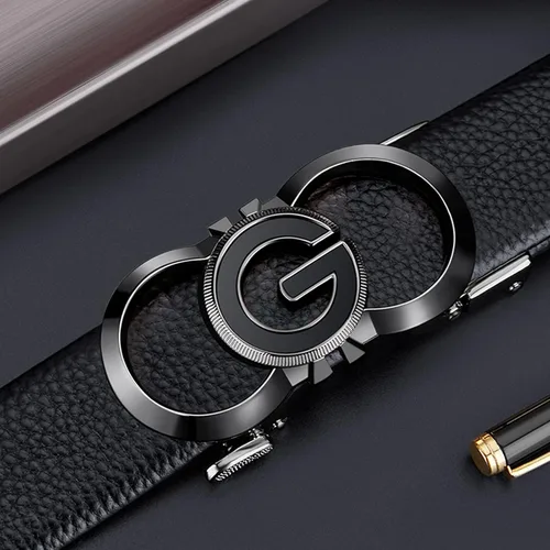 Vista 3 de VANNANBA Leather ratchet Belts for Men Automatic Buckle Casual Work Dress Belt with Gift Box