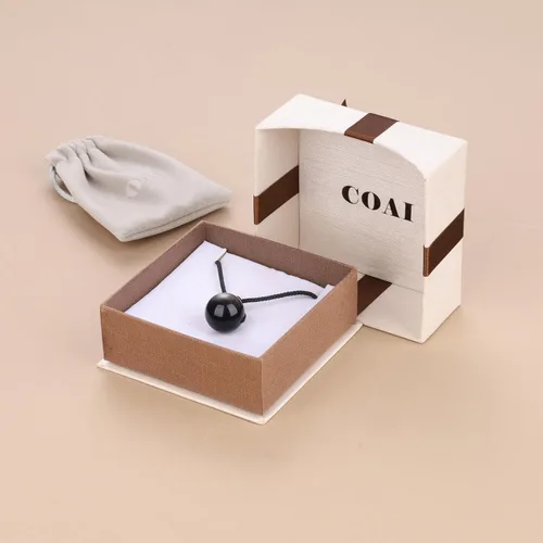 Vista 6 de COAI Collar con colgante de piedra de obsidiana brillante de plata con cuentas redondas