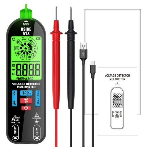 Vista 9 de BSIDE Probador de multímetro digital inteligente Voltímetro eléctrico recargable Capacitancia Diodo Continuidad Resistencia Live Check AC DC