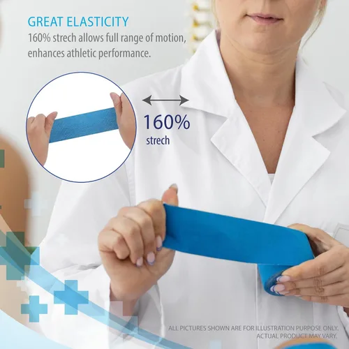 Vista 8 de Paquete de 3 cintas Kinesiology Pro Athletic Sports. Rodilla, tobillo, músculo, dinámica deportiva cinética, terapia física. Algodón resistente H2o