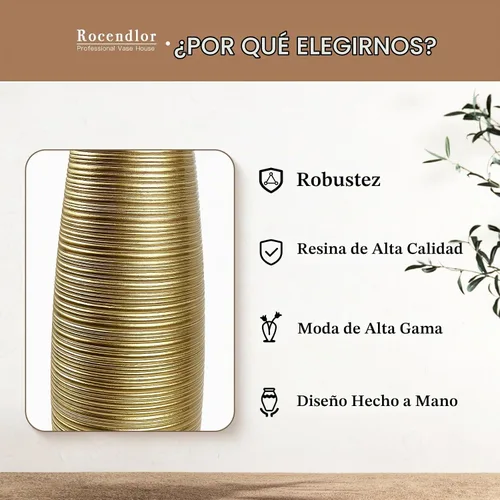 Vista 3 de Jarrón alto para piso, jarrones grandes para decoración rústica del hogar, casa de campo moderna, resistente, lujoso, texturizado, recipiente