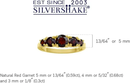 Vista 26 de Silvershake Anillo de plata de ley 925 chapada en oro blanco o amarillo con piedra natal de 5 piedras para mujer Azul zafiro creado