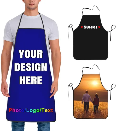 Vista 10 de Delantal de chef personalizado para hombres y mujeres, para cocinar, con nombre, logotipo, foto, regalos de cocina para familiares y amigos