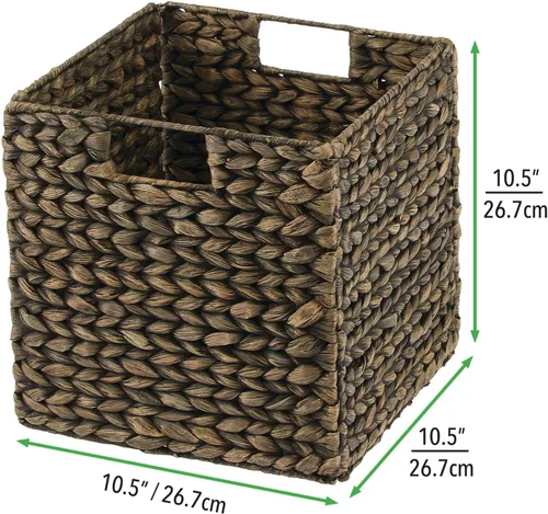 Vista 6 de mDesign L - Cesta de almacenamiento tejida con jacinto, en forma de cubo, 2 unidades Negro