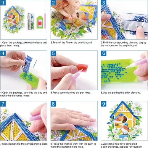 Vista 2 de Kits de Pintura de Diamante de Árbol de Navidad de Orgone Adornos de Escritorio para Adultos - Pintura de Arte de Diamante con Pintura Acrílica por