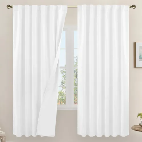 Vista 173 de LAMIT Cortinas opacas cortas de lino de 30 pulgadas para ventanas de cocina sobre el fregadero, cortinas de café texturizadas de lino marfil