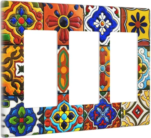 Vista 132 de Azulejos Negros Texturas Modernas Retro Marruecos 1 Gang Cubierta de Interruptor de Luz Sin Dispositivo Placa de Pared en Blanco Decorativa Placa
