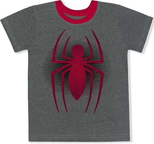 Vista 4 de Marvel Spiderman - Paquete de 2 camisetas para niños pequeños y pequeños, rojogris