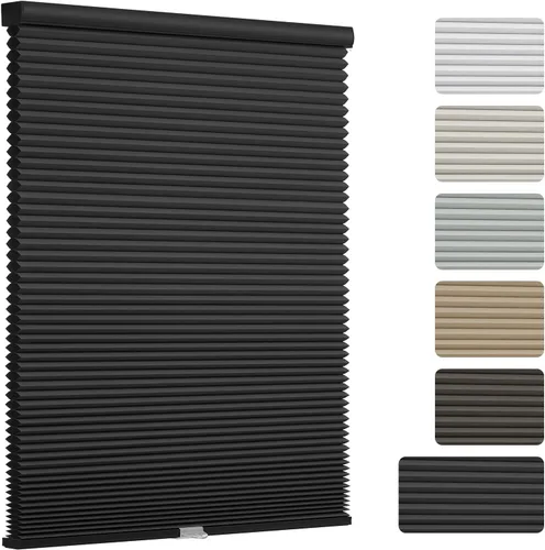 Vista 7 de Changshade Persianas Celulares Opacas, Persianas de Panal para Ventanas sin Cordón con Rieles de Aleación de Aluminio, Tela de Color Combinado