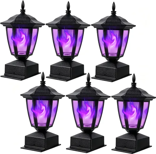 Vista 8 de Dynaming Paquete de 2 luces solares para postes de llama para exteriores, lámparas alimentadas por energía solar, luces LED de llama parpadeante